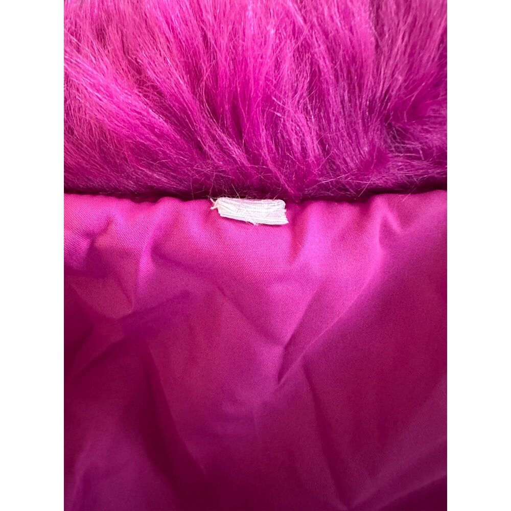 Faux Fur Pink Fuchsia Neon Magenta Crop Jacket size M Festival Statement Top - Picture 5 of 5